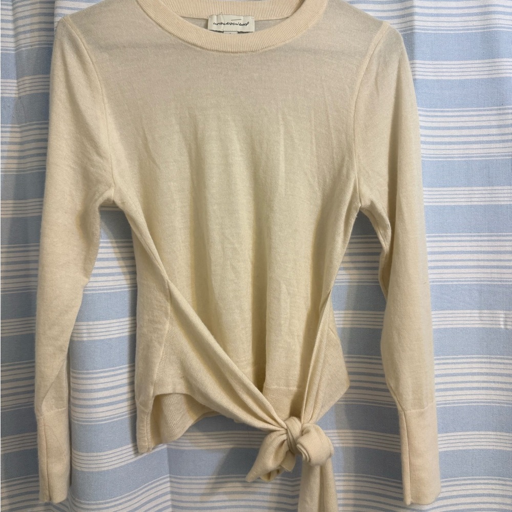 Cashmere Cream Long Sleeve Tie-Front Top